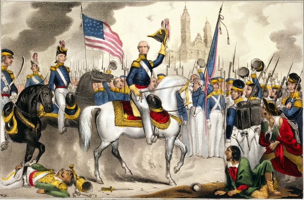 1847年9月14日，美国北方军团司令温菲尔德．史考特（Winfield Scott）将军凯旋进入墨西哥城。法新社