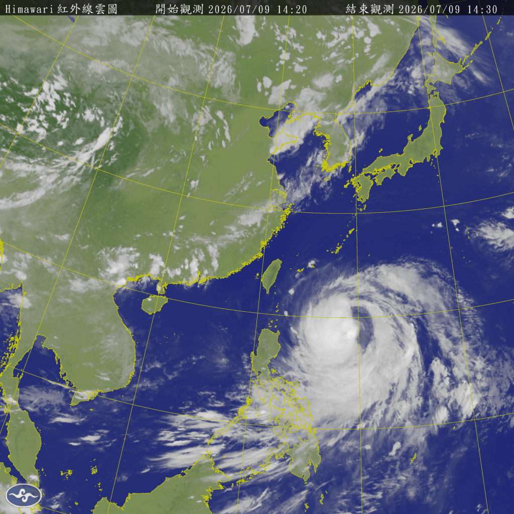 卫星图的台风巴威。台湾气象部门 卫星图的台风巴威。台湾气象部门