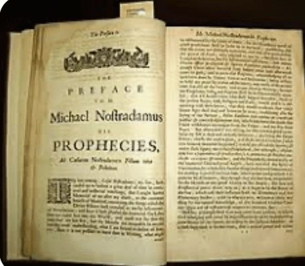 诺查丹玛斯于1555年出版《诸世纪》(Les Prophéties)。维基图片 诺查丹玛斯于1555年出版《诸世纪》(Les Prophéties)。维基图片