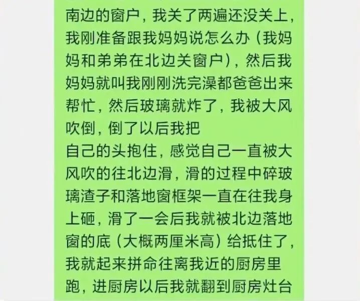 幸存的13岁儿子在网上发声。《大河报》
