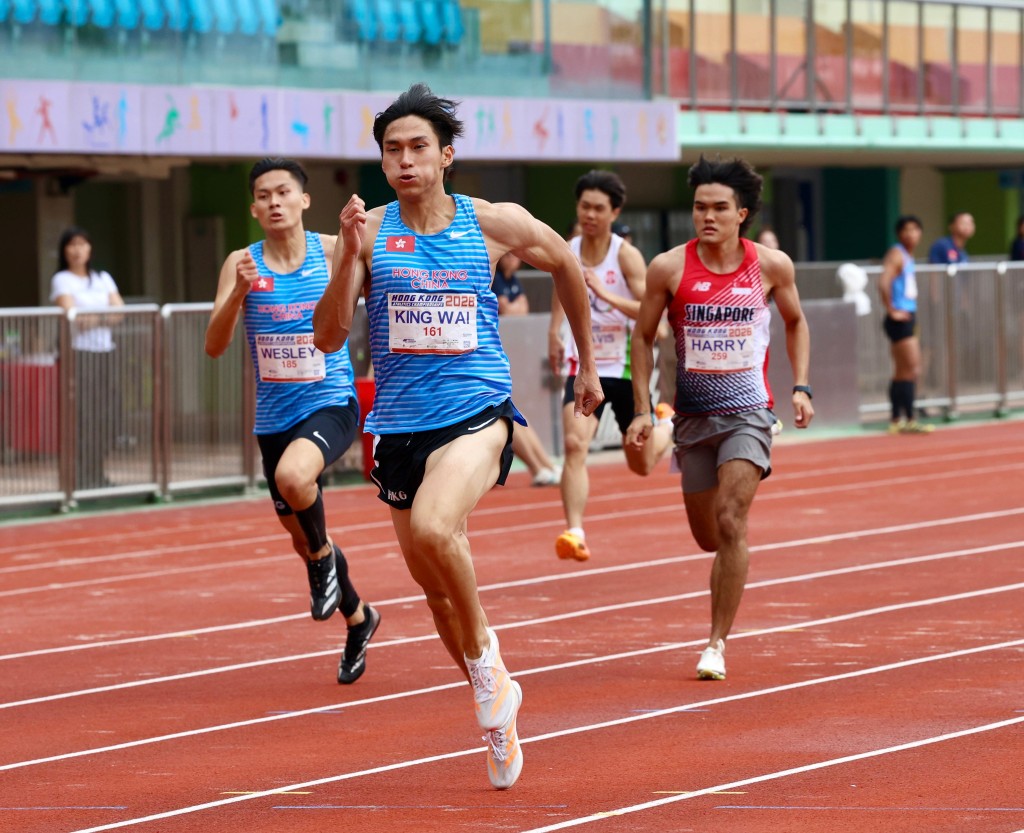 叶景维三小时内两破男子200米香港纪录。徐嘉华摄 叶景维三小时内两破男子200米香港纪录。徐嘉华摄