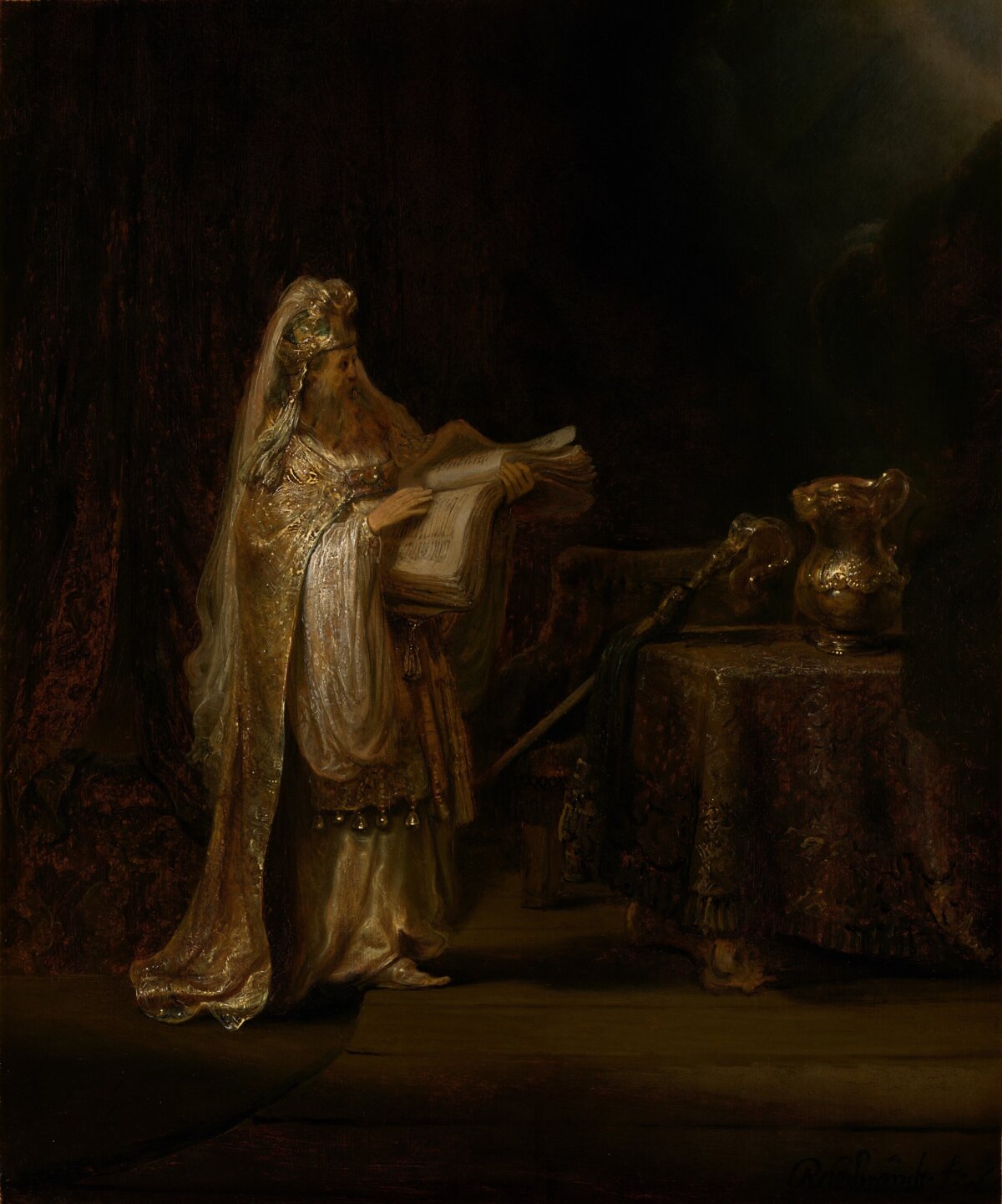 伦勃朗真迹：圣殿里的告谕