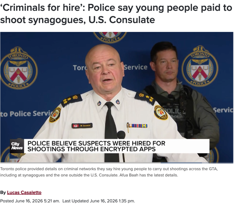 多伦多年轻人被招募当枪手，实施数十起枪击！警长：拍下视频才能收钱，目的制造恐慌