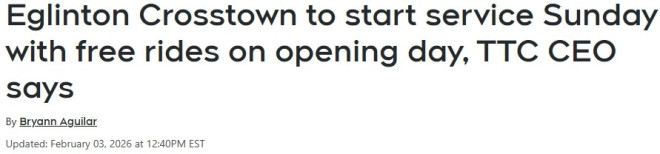 官宣！多伦多Eglinton轻轨本周日正式开通，首日免费乘坐