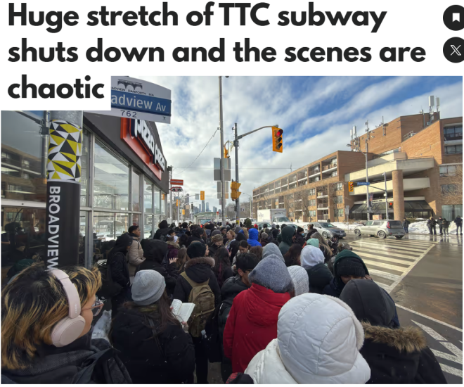 多伦多TTC地铁大规模停运！乘客挤满街头，现场一片混乱