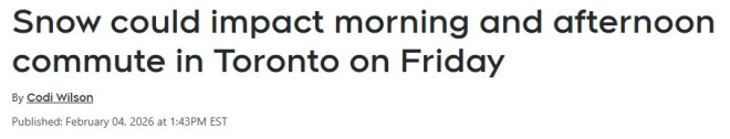 18天没化过雪！多伦多周五再降雪，-20℃反杀，春天要等情人节后