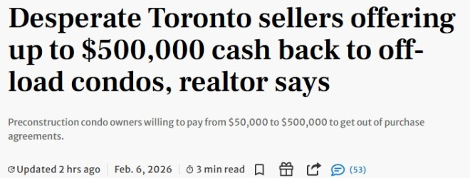 疯抢变倒贴！多伦多楼花买家赔$10万求脱身，订金都不够赔