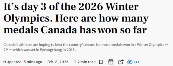 第3天再夺铜！加拿大冬奥奖牌榜起步，今天继续冲牌！