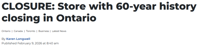 时代落幕! 加拿大60年老牌连锁店即将大规模关店, 全面清仓开始