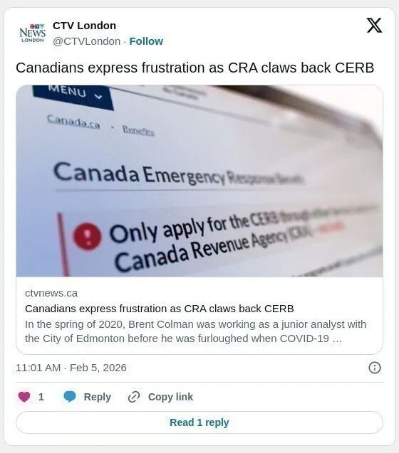 新冠福利变巨额欠款 加拿大男子傻了