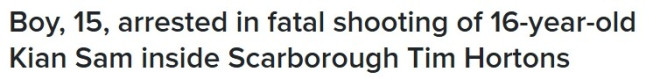 士嘉堡Tim Hortons枪击：16岁学生身亡，15岁男孩被控二级谋杀
