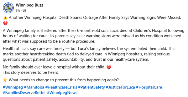 加拿大6个月大华人宝宝送医后苦等近10小时离世! 父亲崩溃发声