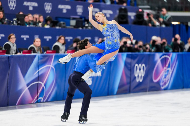 Piper Gilles and Paul Poirier compete in the Ice Dance