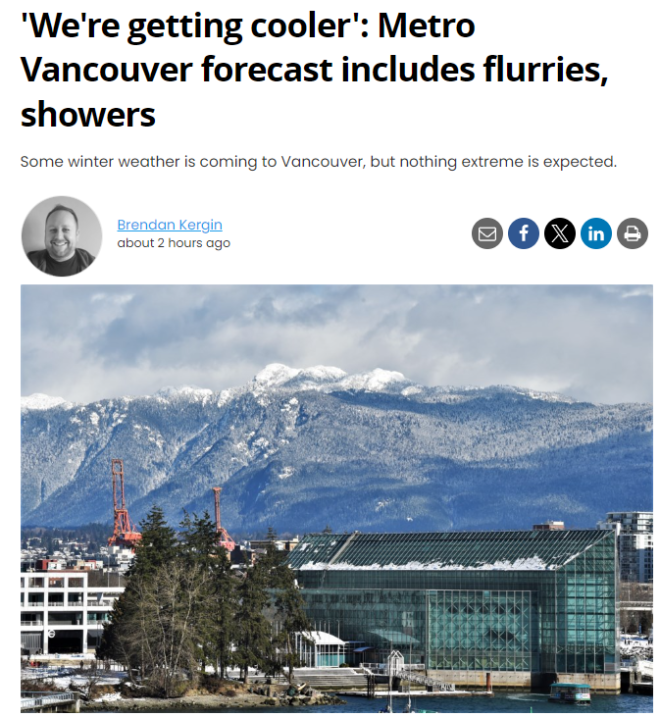 温哥华终于要下雪了?气温骤降冰点,43年无雪纪录能否打破?