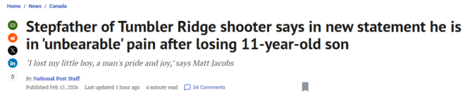 加拿大校园枪手的继父发声: 他是个问题小孩, 我已经尽力了!