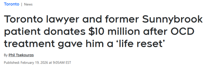 4个月治疗让他重获新生: 多伦多男子给医院捐款1000万!