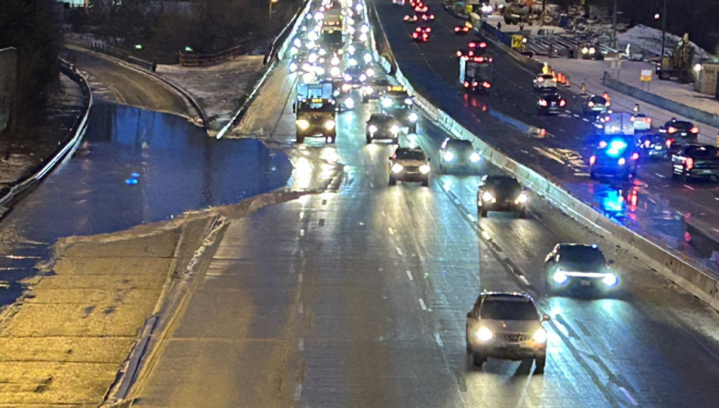 多伦多主干高速公路水管爆裂：双向4条车道关闭严重交通延误