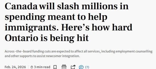 加拿大联邦大砍近1亿移民安置资金，安省受冲击最大