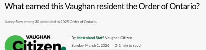 旺市华人荣获安省最高荣誉，曾推动“排华法”写入教材