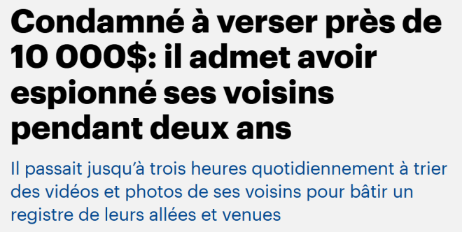 加拿大华人惨遭邻居监视2年, 偷拍视频7000小时! 法院判了