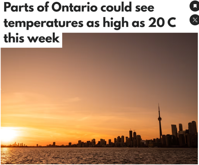 刺激! 安省本周末气温飙破20°C一秒入春! 但3月可能还有暴雪