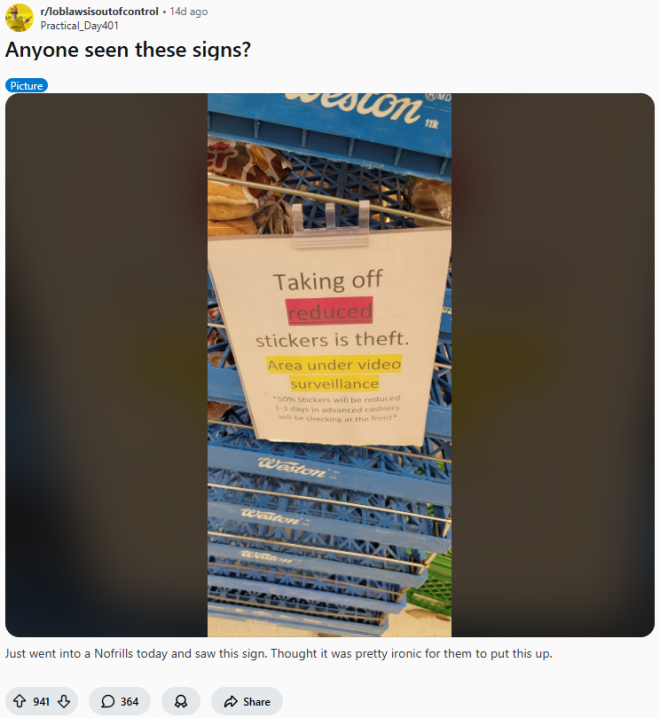 急了! 加拿大一家No Frills警告: 不要"偷"打折贴纸! 网友炸锅!