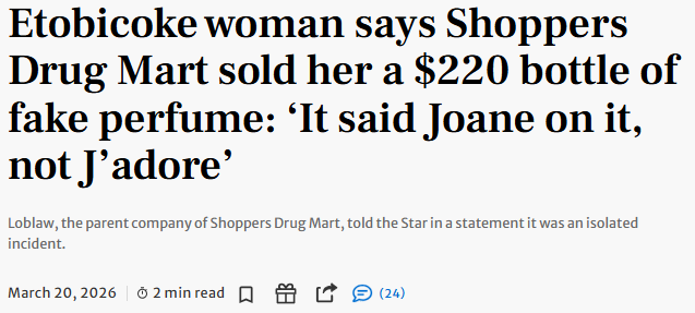 “信任崩塌”！多伦多Shoppers大翻车：$200刀迪奥香水竟是"山寨货"