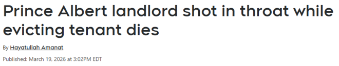 加拿大59岁房东驱逐欠租租客遭枪击: 喉部中弹, 不幸身亡