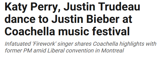 特鲁多和女友现身音乐节! 听比伯唱《Baby》, 坐地上炫面条!