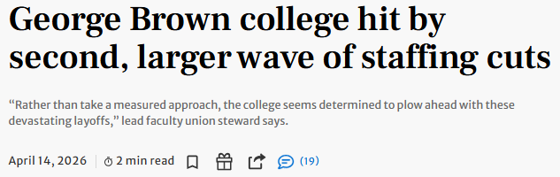 "宛如世界末日"! 多伦多知名高校再掀裁员潮, 规模更大! 人心惶惶