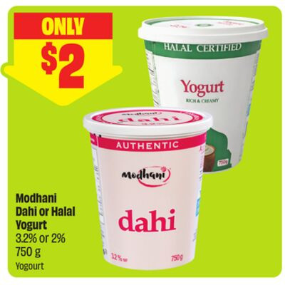 Modhani Dahi 或 Halal 酸奶 750g(3.2% 或 2%)