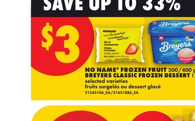 NO NAME&reg; FROZEN FRUIT 300/400 g or BREYERS CLASSIC FROZEN DESSERT 1.41 L