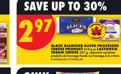 BLACK DIAMOND SLICES PROCESSED 芝士 PRODUCT, 410 g or LACTANTIA 奶油 芝士, 227 g