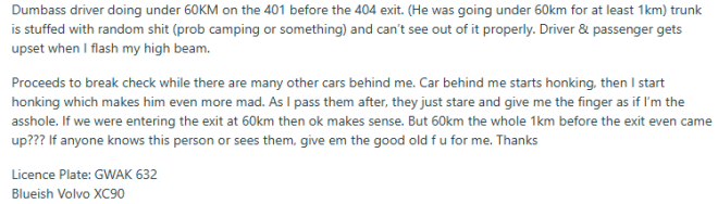 多伦多401高速遭遇只开不到60km/h的“龟速车”! 网友吵翻了!