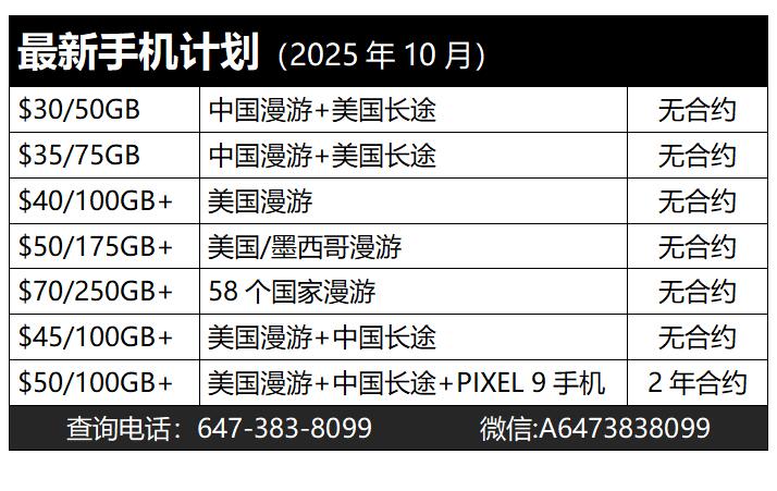 ███ 限时优惠 █ 商业手机 100GB+美国漫游